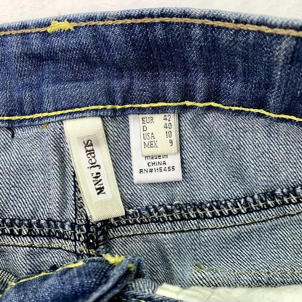MNG Jeans Womens Size 10 Dark Wash Cut Off Denim Jean Mini Skirt Patchwork Y2K